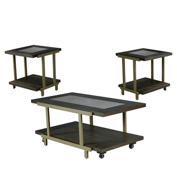Terrell 3 Piece Table Set Brown Brown Wood