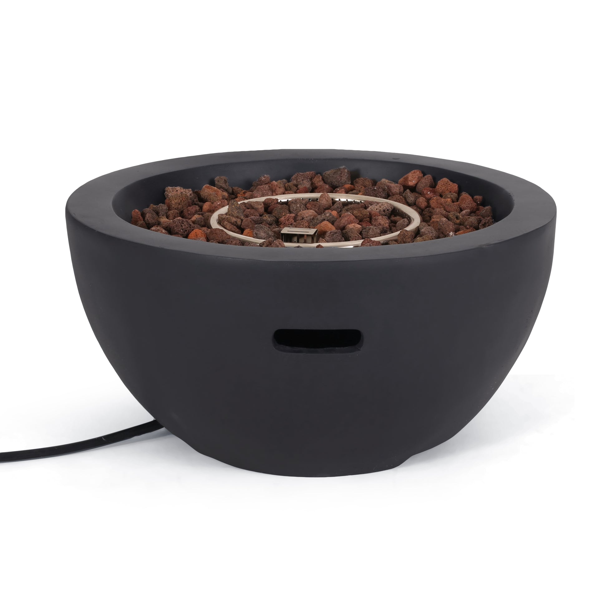 27" Bowl Shaped Mgo 40,000 Btu Propane Fire Pit, Dark Grey Tank Cover Not Included Dark Grey Magnesium Oxide