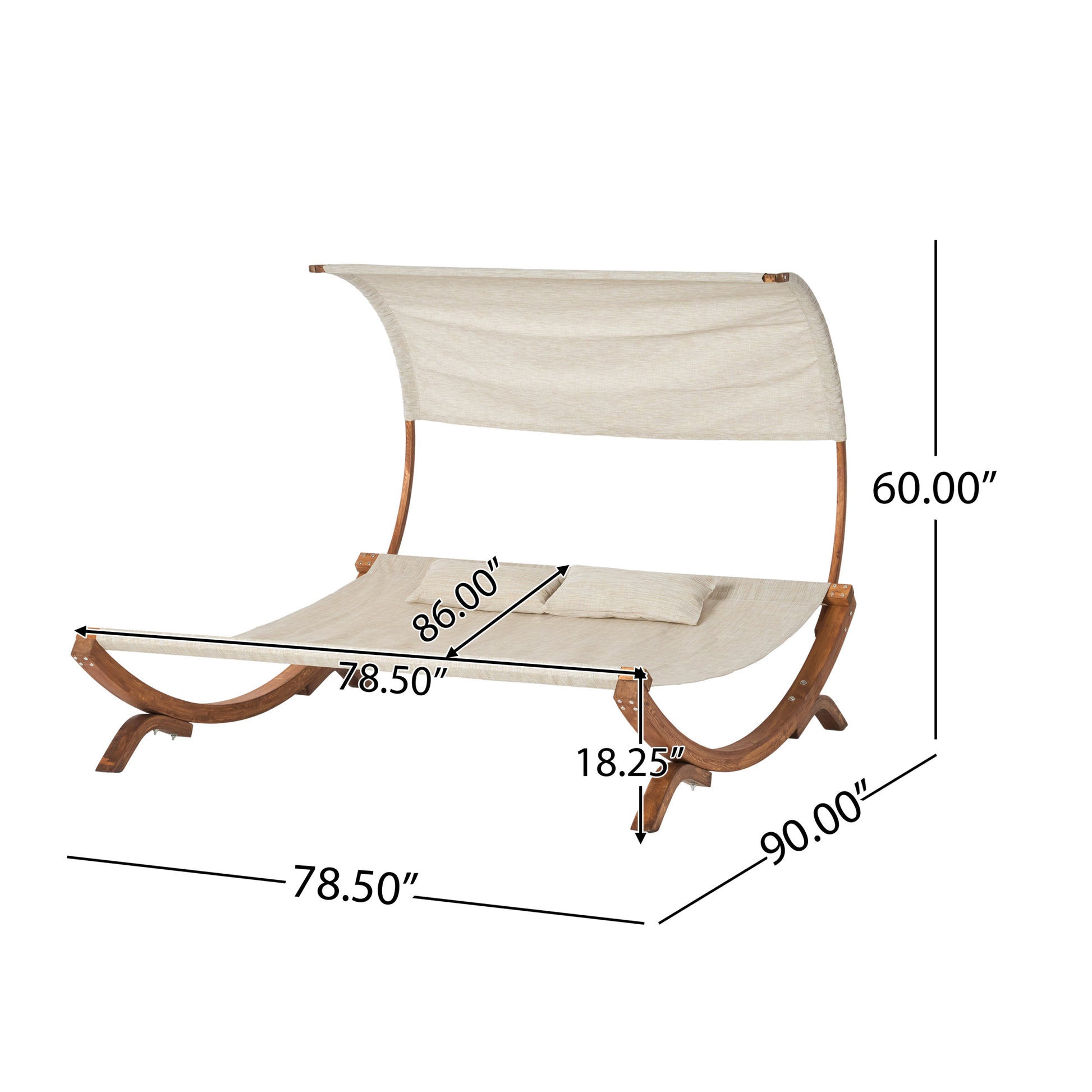 San Juan Sunbed W Canopy Teak Wood