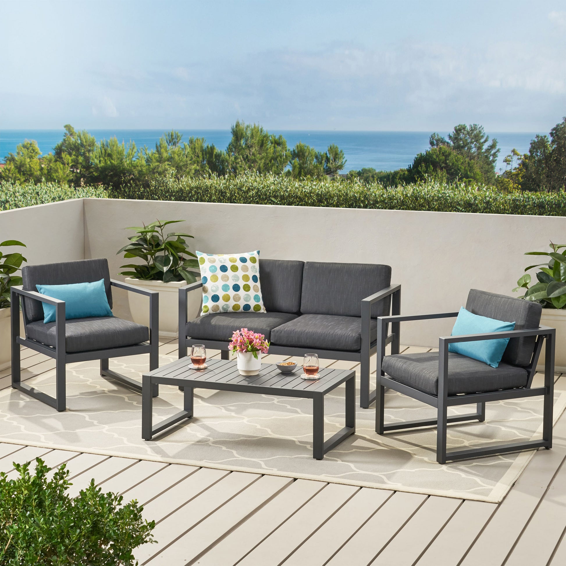 Navan 4 Pc Chat Set Dark Gray Aluminium