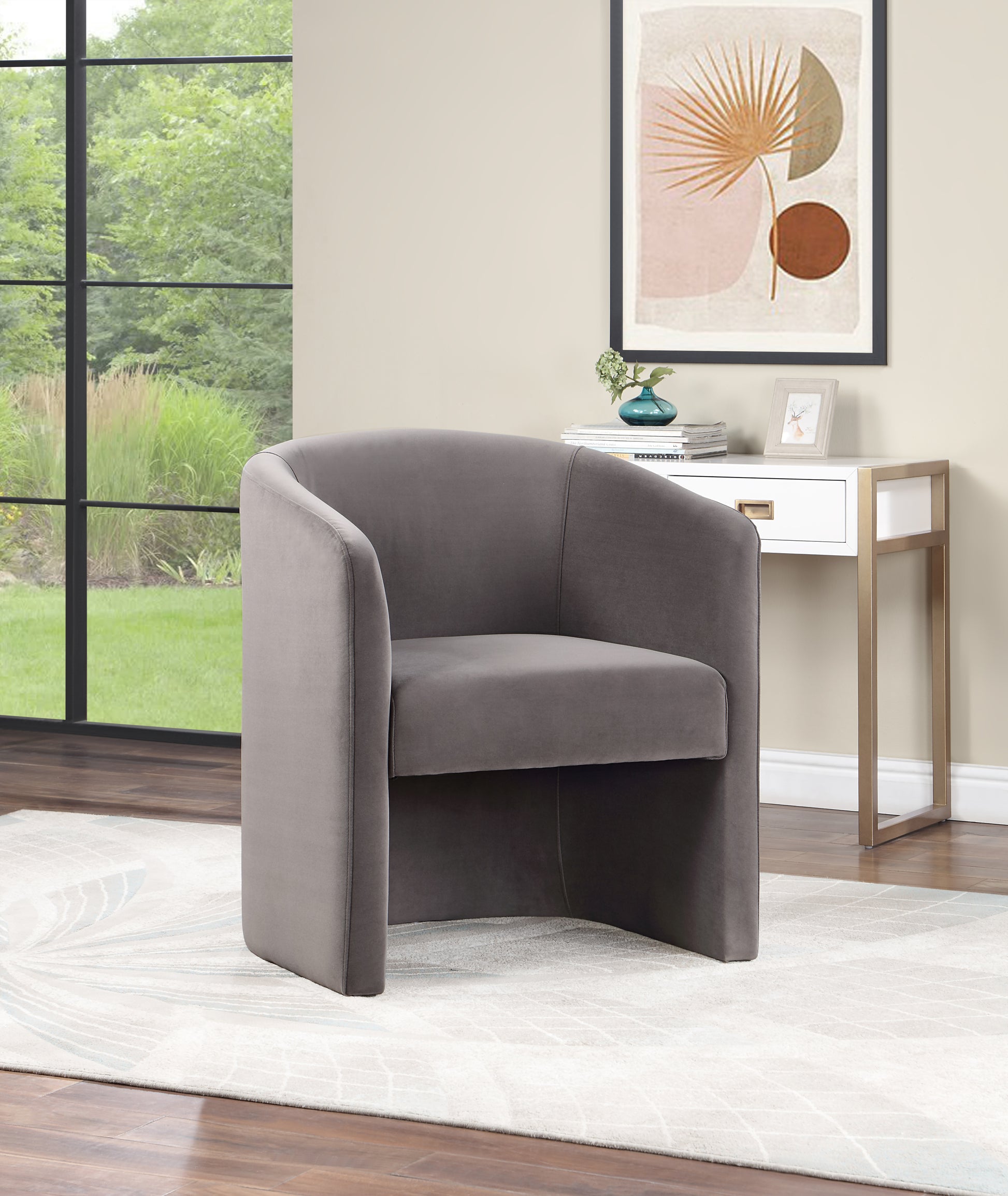 Iris Upholstered Dining Or Accent Chair Fog Dark Gray Fabric