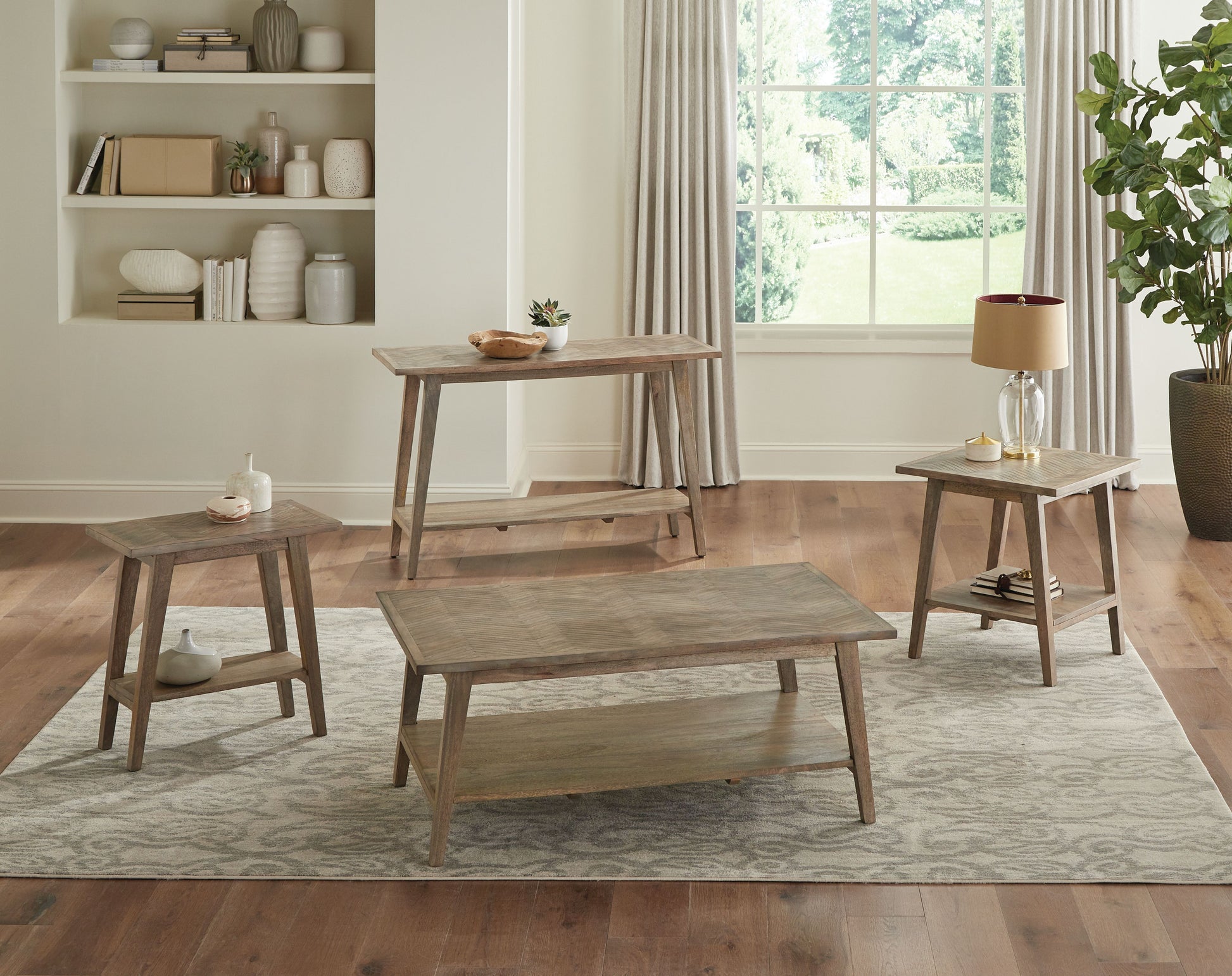 Milani Rectangular Sofa Table Light Brown Light Brown Wood