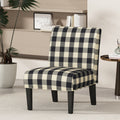Accent Chair Black White Fabric