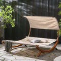San Juan Sunbed W Canopy Teak Wood