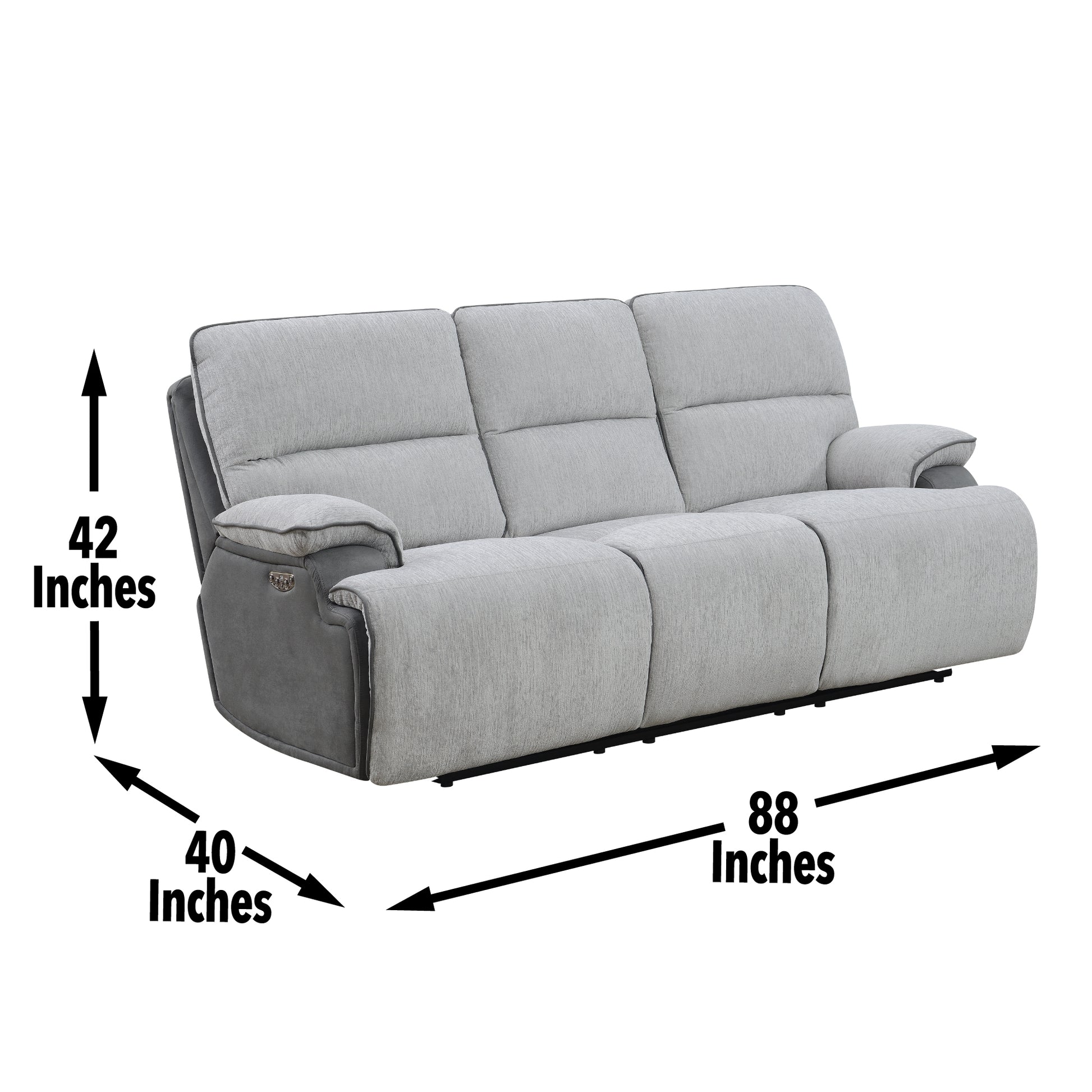 Cyprus 3 Piece Reclining Living Room Set Gray Gray Fabric