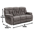 Bogata Recliner Sofa Brown Brown Wood 3 Seat