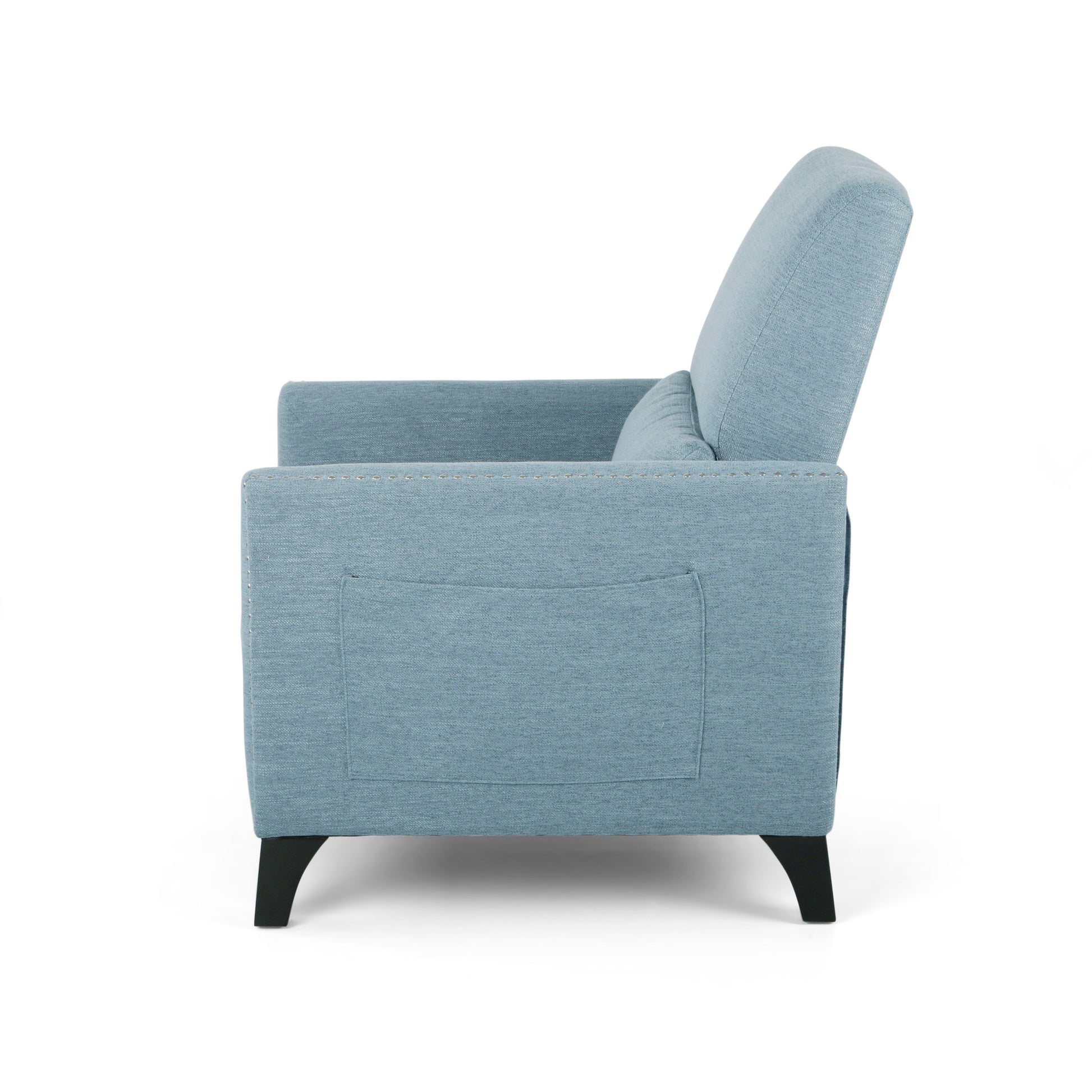 Push Back Recliner Light Blue Fabric