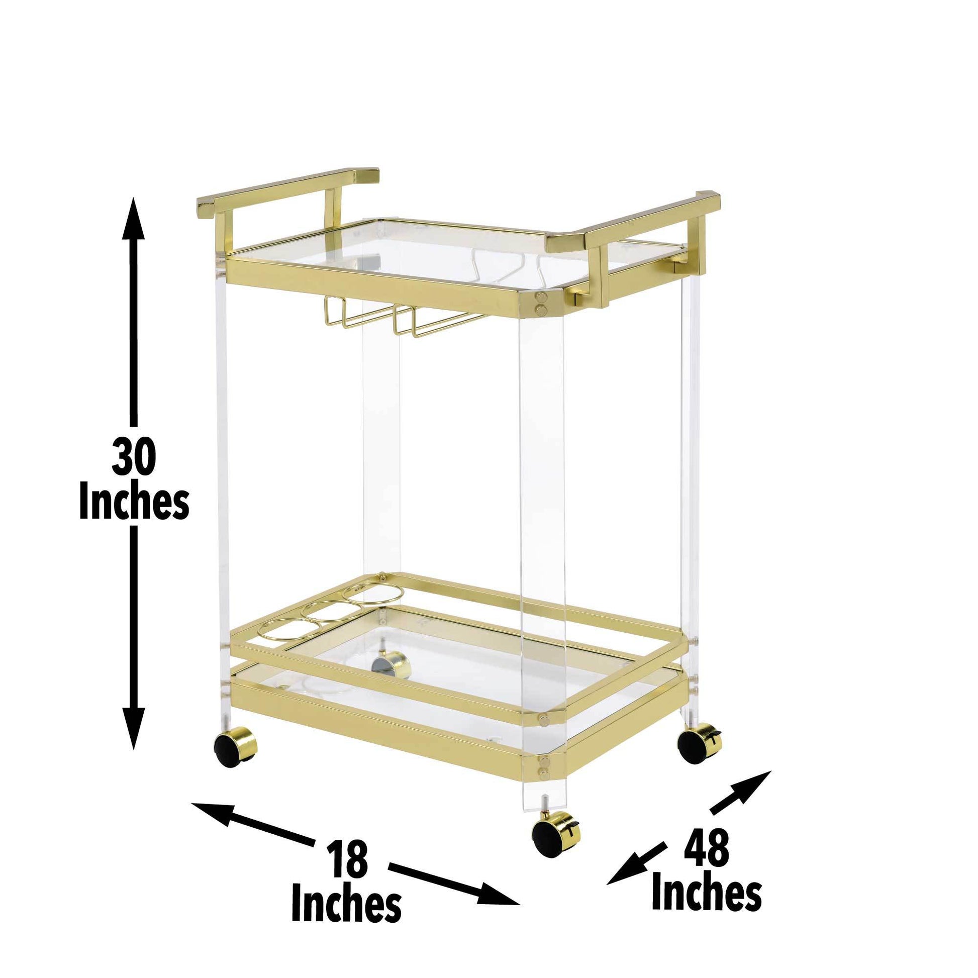 Aerin Server Cart With Casters Gold Gold Iron