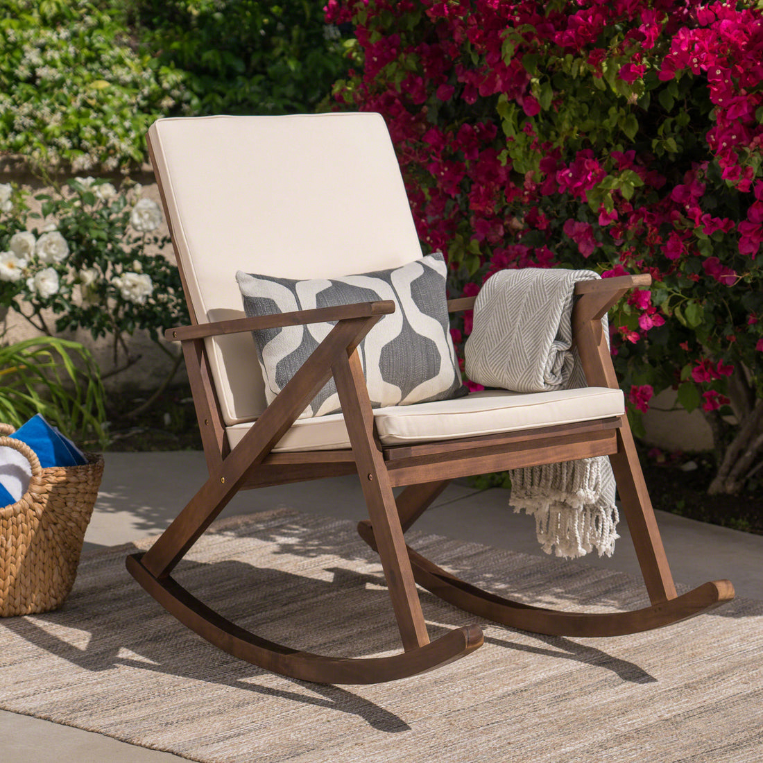 Gus Rocking Chair Brown Gray Acacia Wood