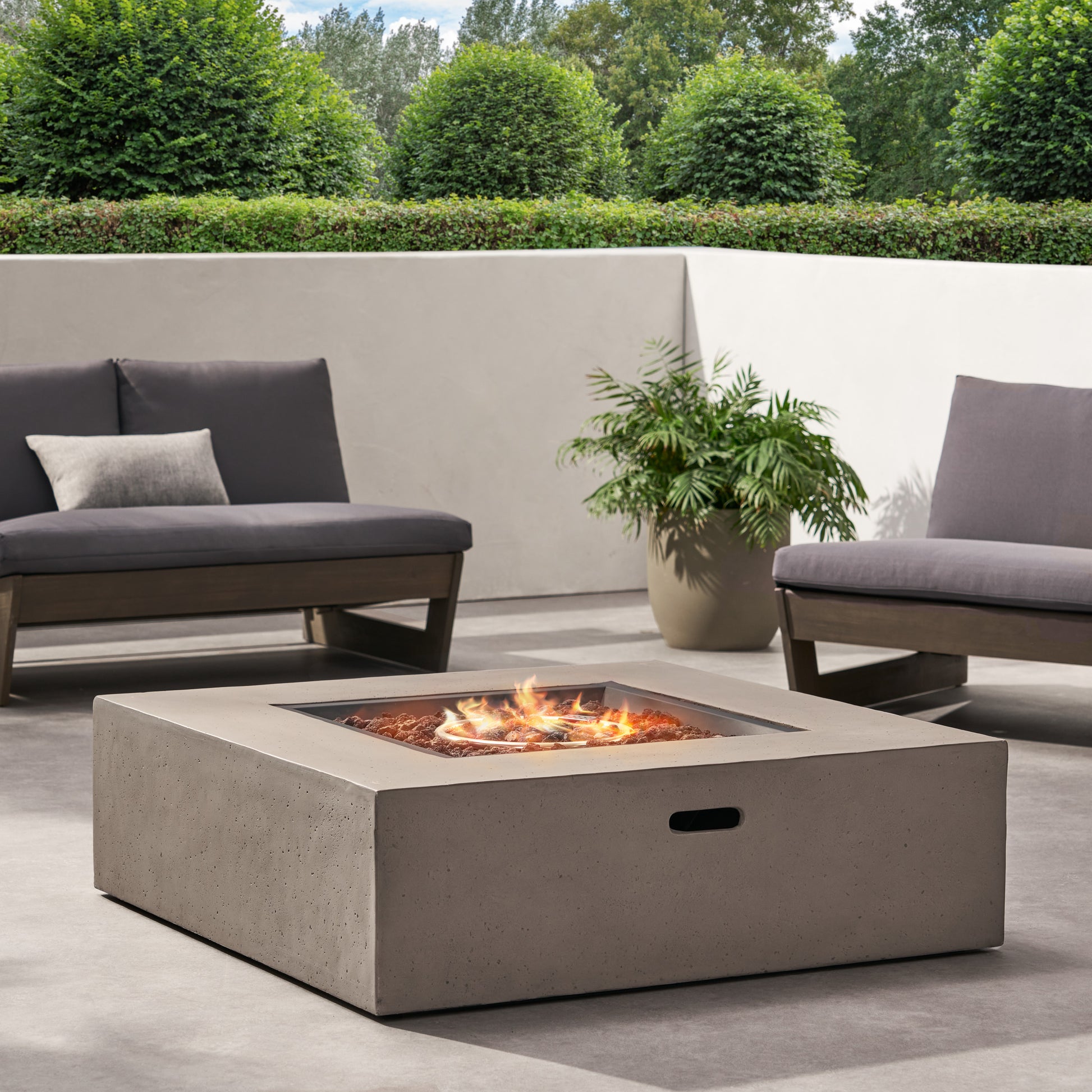 50 000 Btu Square Mgo Fire Table Tank Outside Light Grey Magnesium Oxide