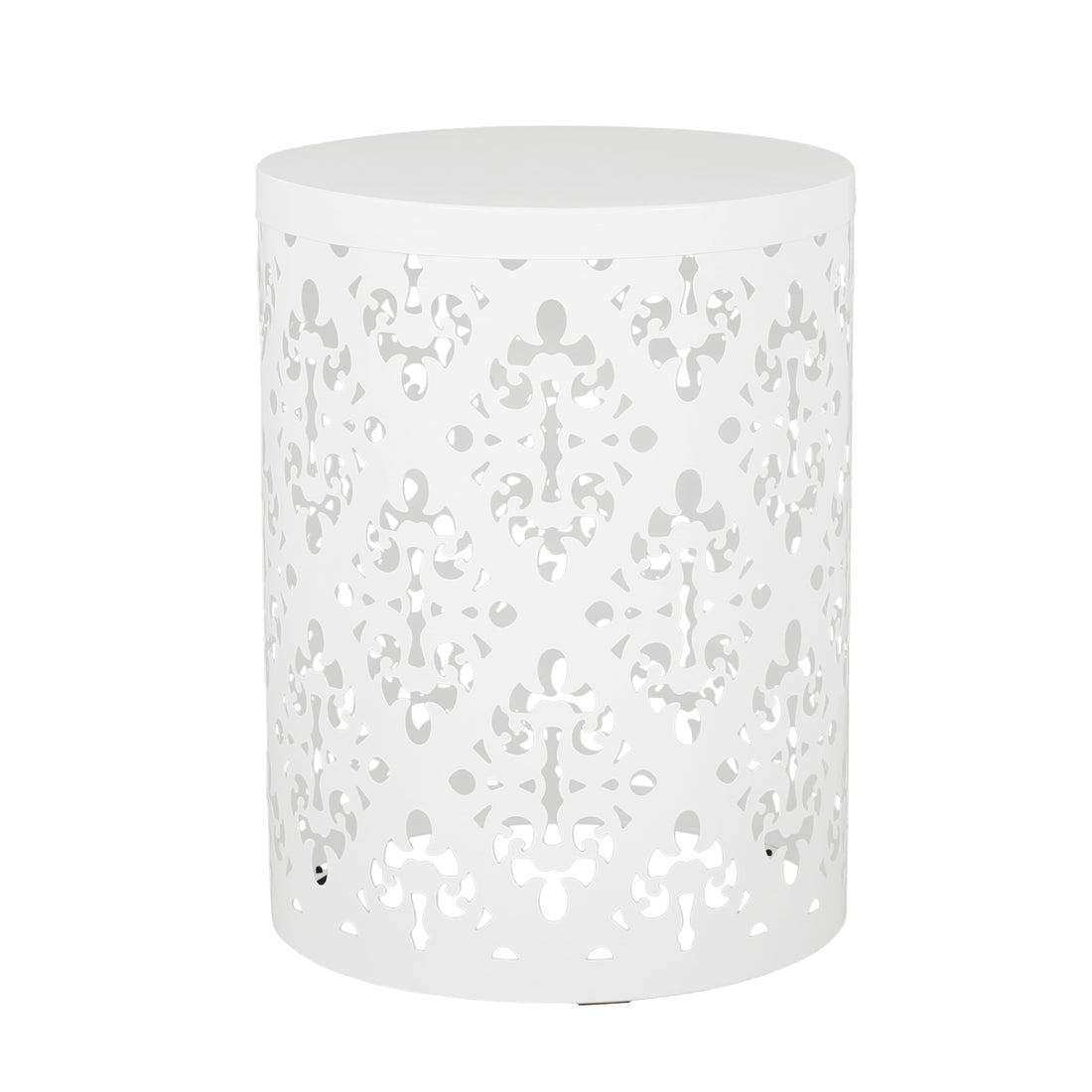 Metal End Table Large White Iron