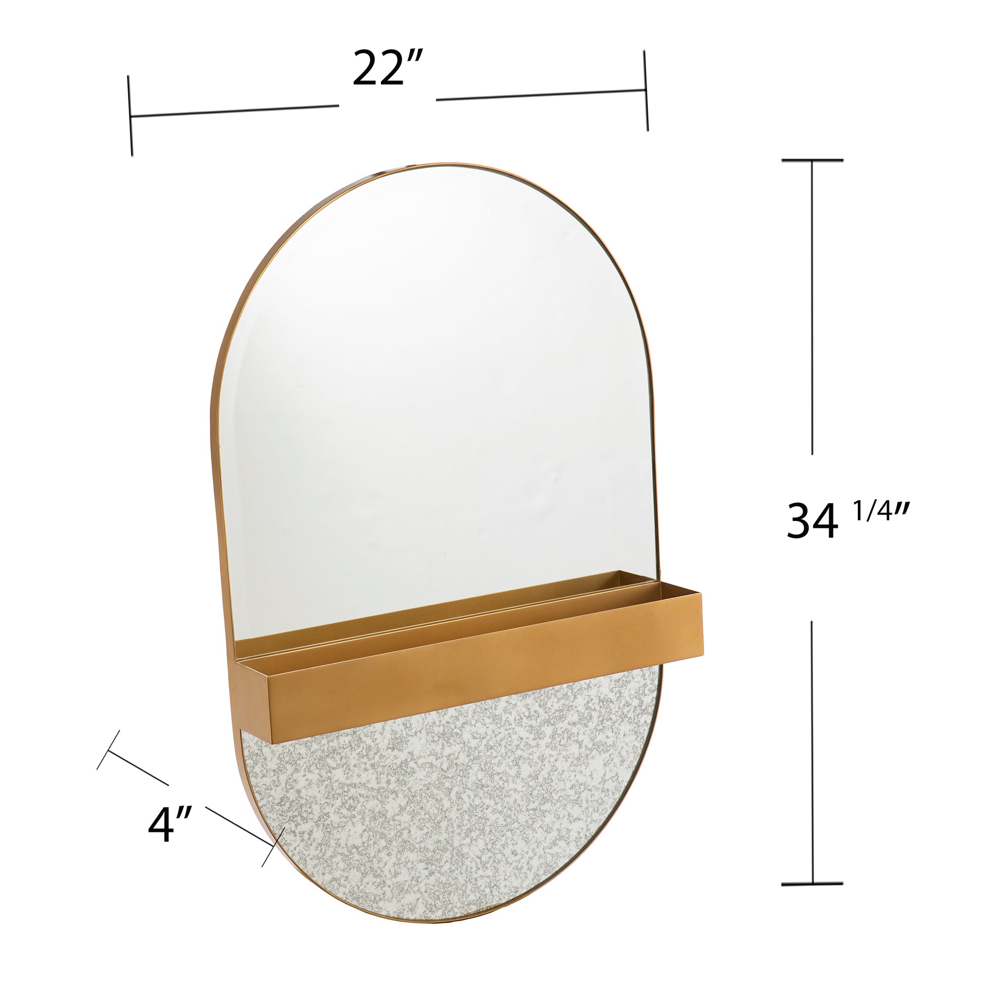 Melston Decorative Mirror W Storage Gold Iron