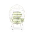 Gianni Teardrop Chair White Green Pe Rattan Iron Waterproof Fabric