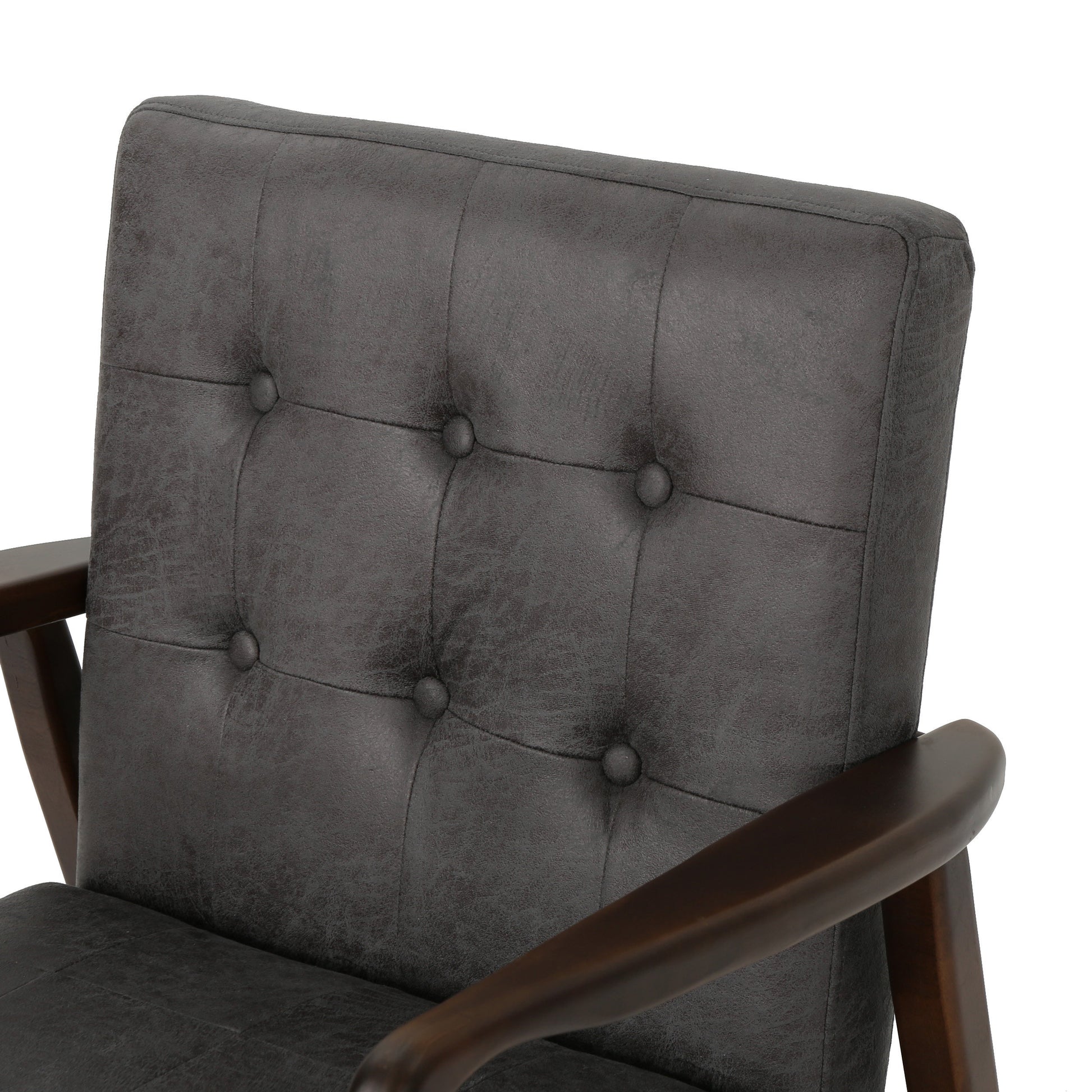 Club Chair, Mid Century Modern Microfiber Club Chair With Wood Frame Slate Microfiber