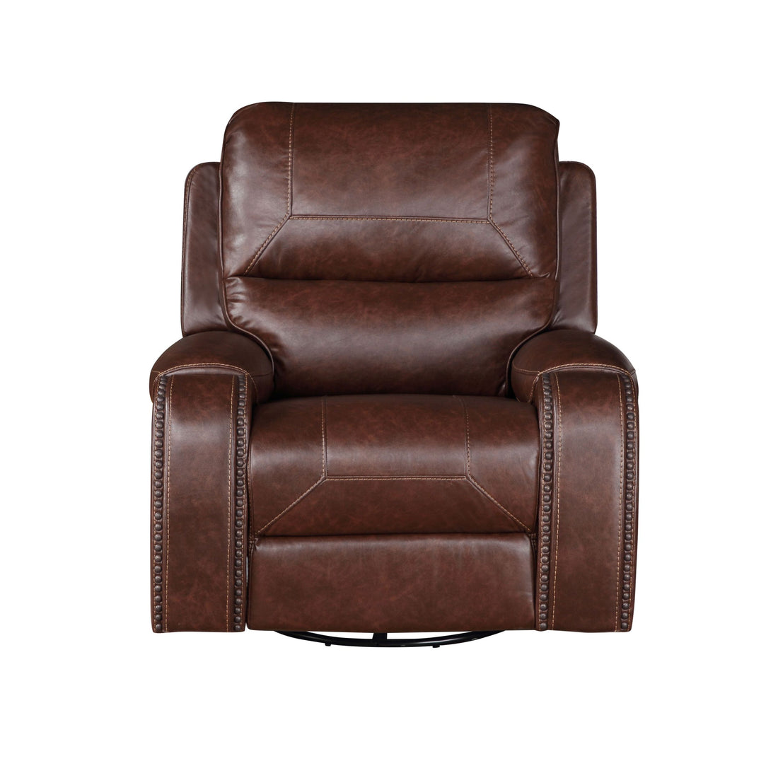 Keily Manual Motion Swivel Recliner Dark Brown Dark Brown Faux Leather