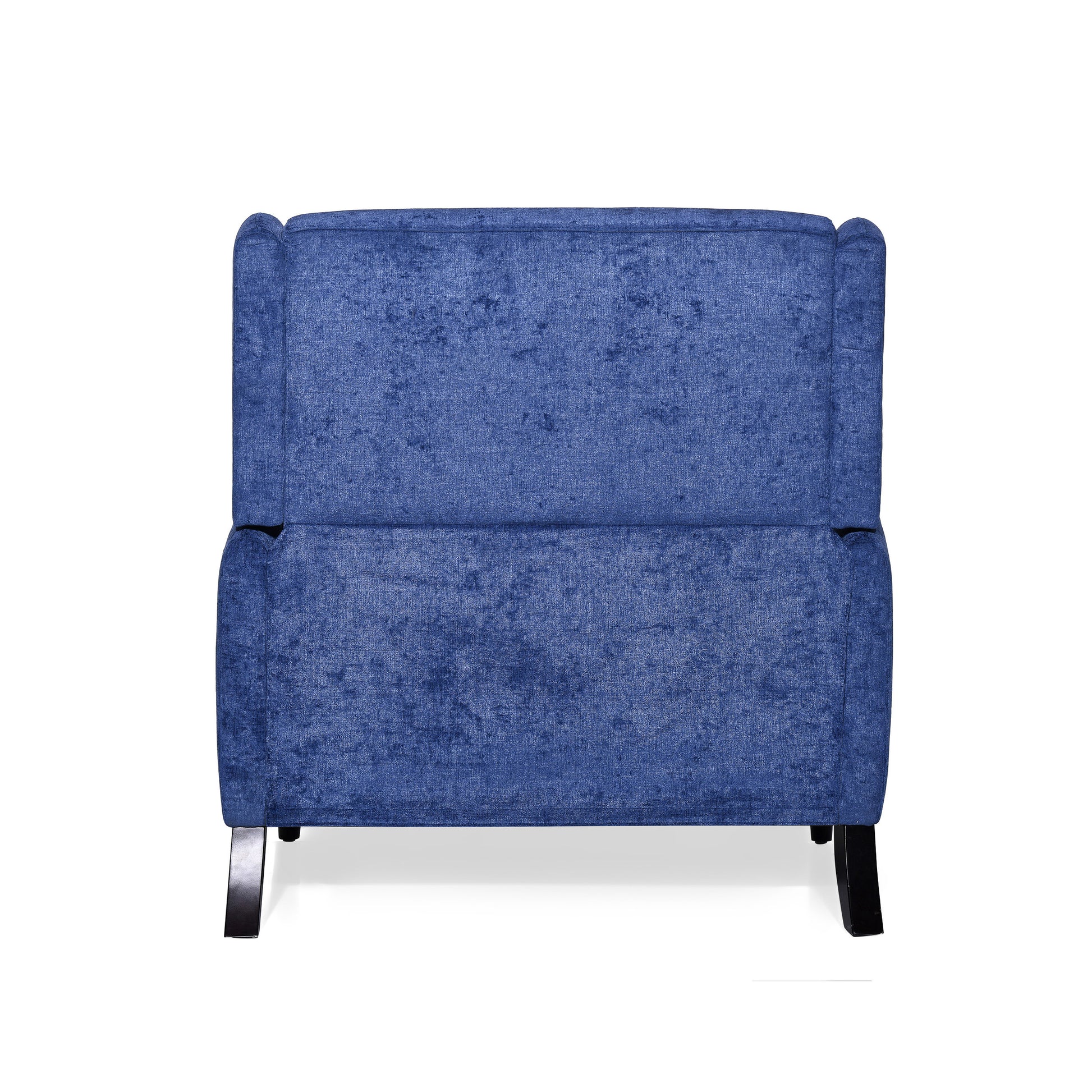 Oversized Textured Fabric Pushback Recliner, Navy Blue And Dark Brown Navy Blue Fabric