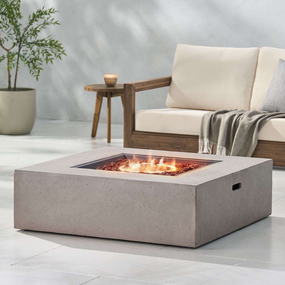 50 000 Btu Square Mgo Fire Table Tank Outside Light Grey Magnesium Oxide