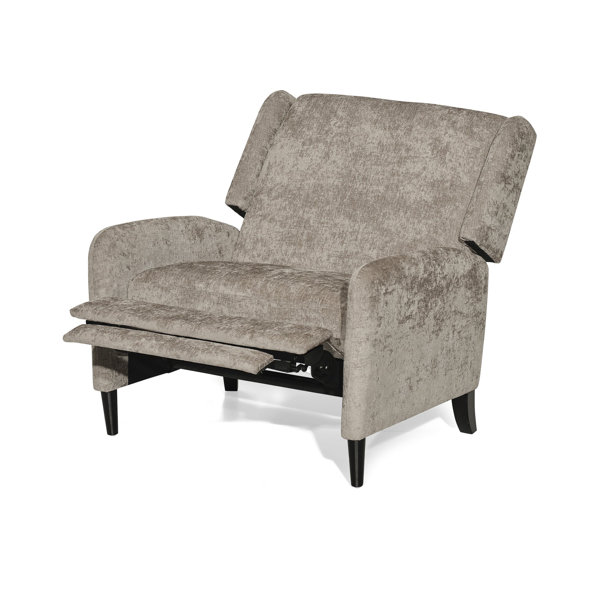 Oversized Textured Fabric Pushback Recliner Dark Beige And Dark Brown Beige Fabric