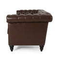 Sofa 3 Seater Dark Brown Pu 3 Seat