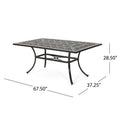 Outdoor Rectangular Cast Aluminum Dining Table, Shiny Copper Copper Aluminium