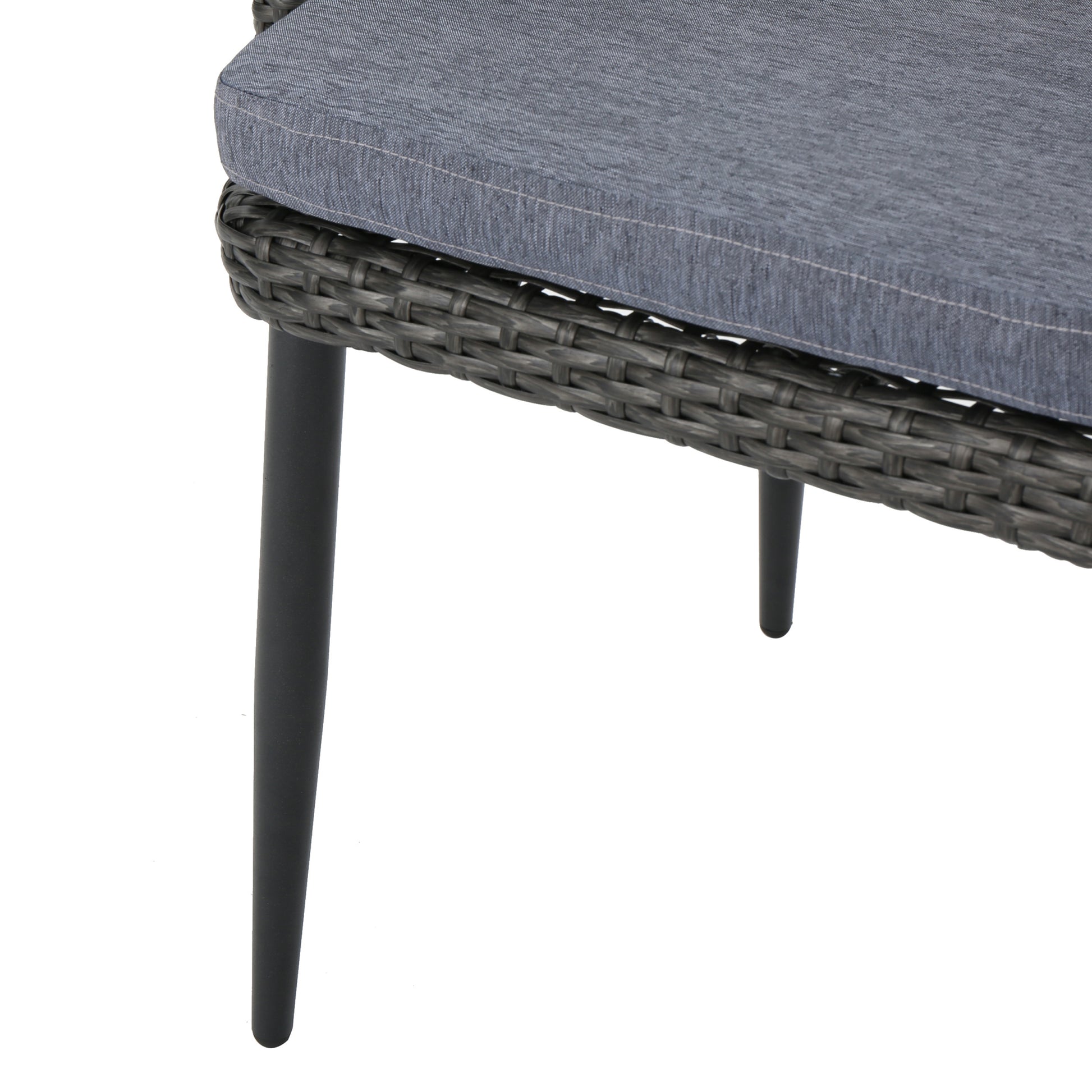Kennethchair Grey Pe Rattan Iron Waterproof Fabric
