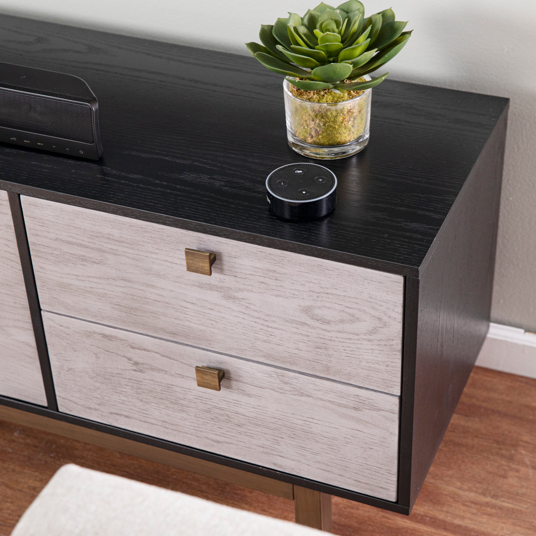 Enderly Media Console W Storage Light Gray 60 69 Inches Mdf