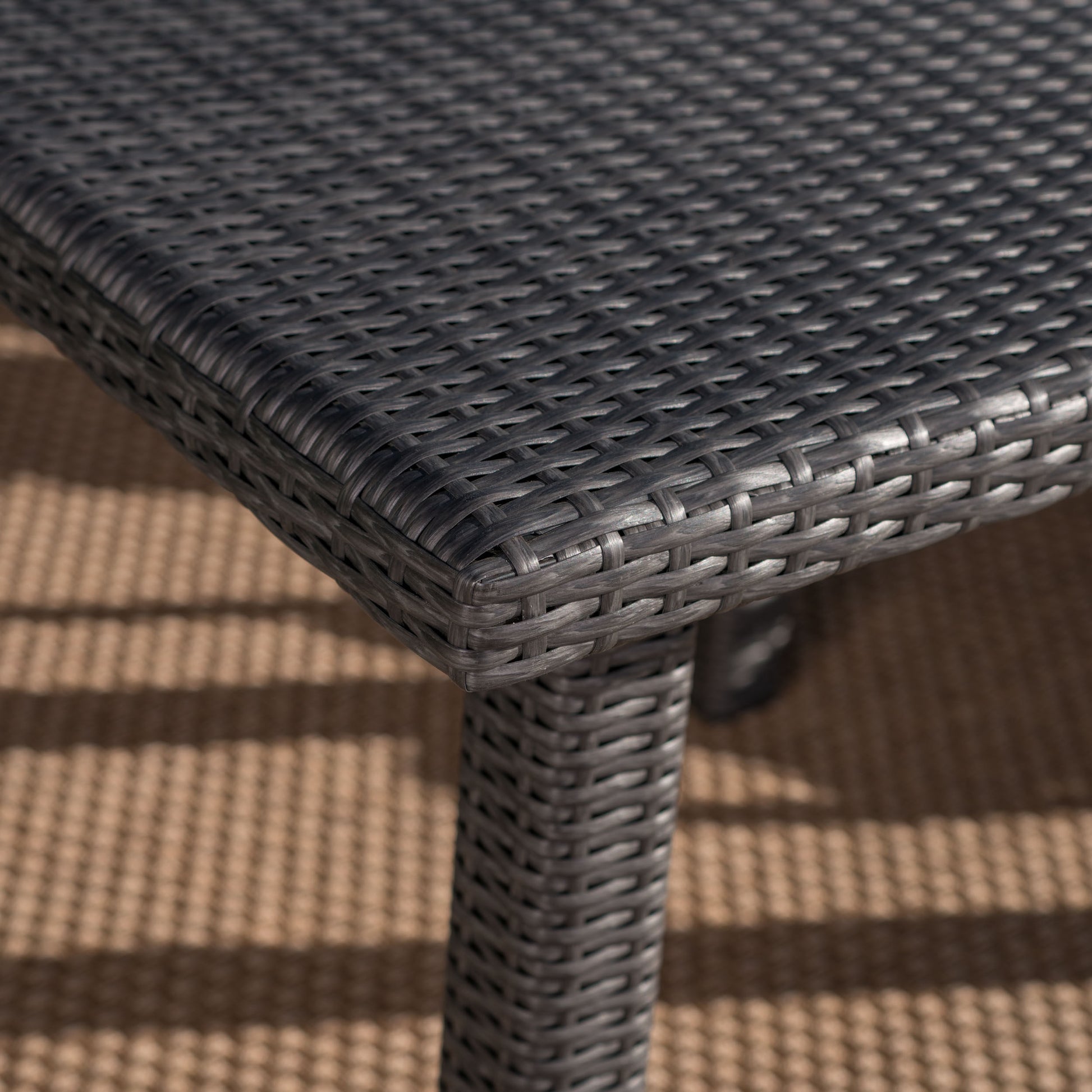 Fiona 64" Square Dining Table Grey Rattan