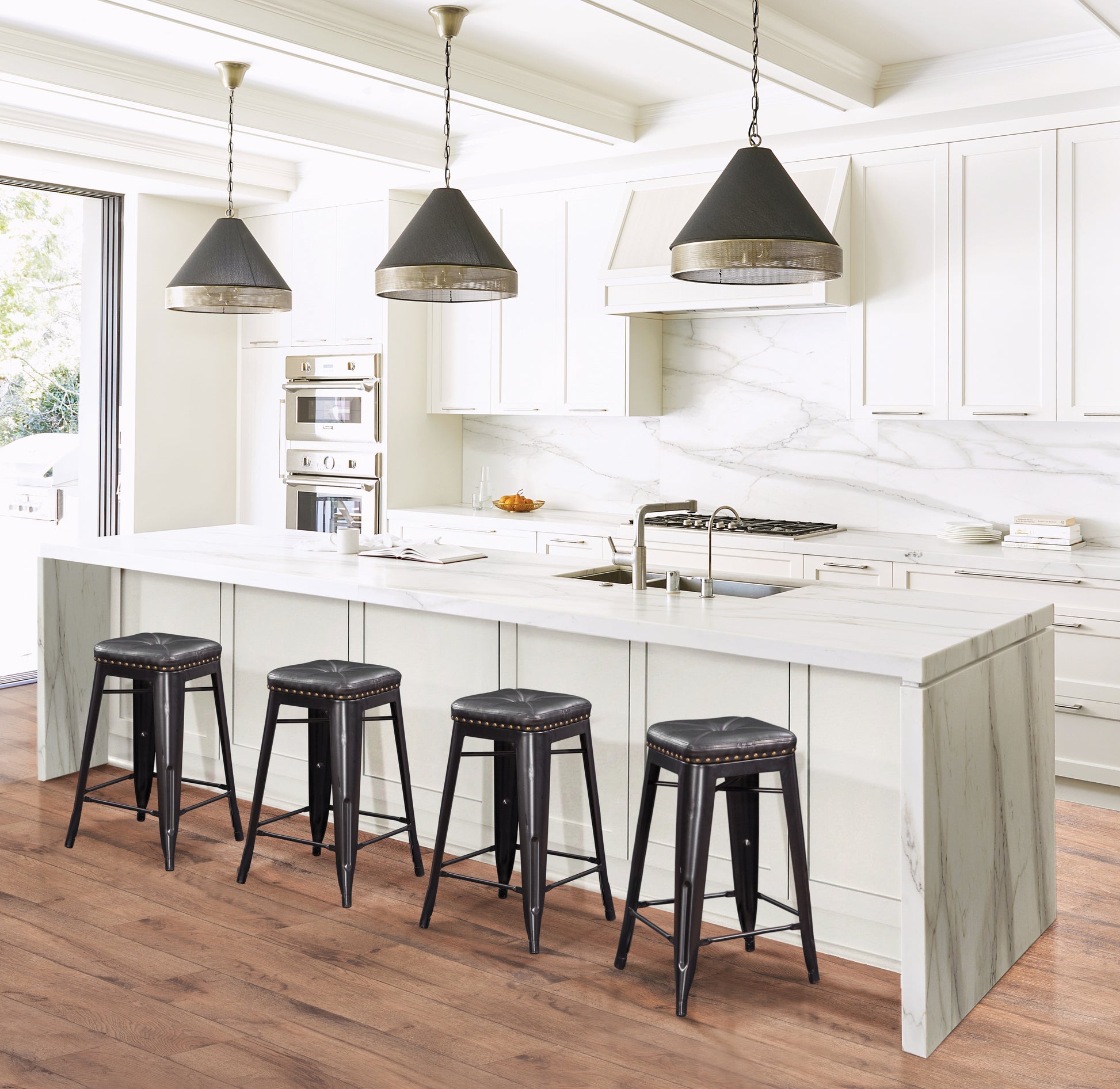 Hank Counter Stool Set Of 2 Dark Gray Dark Gray Wood