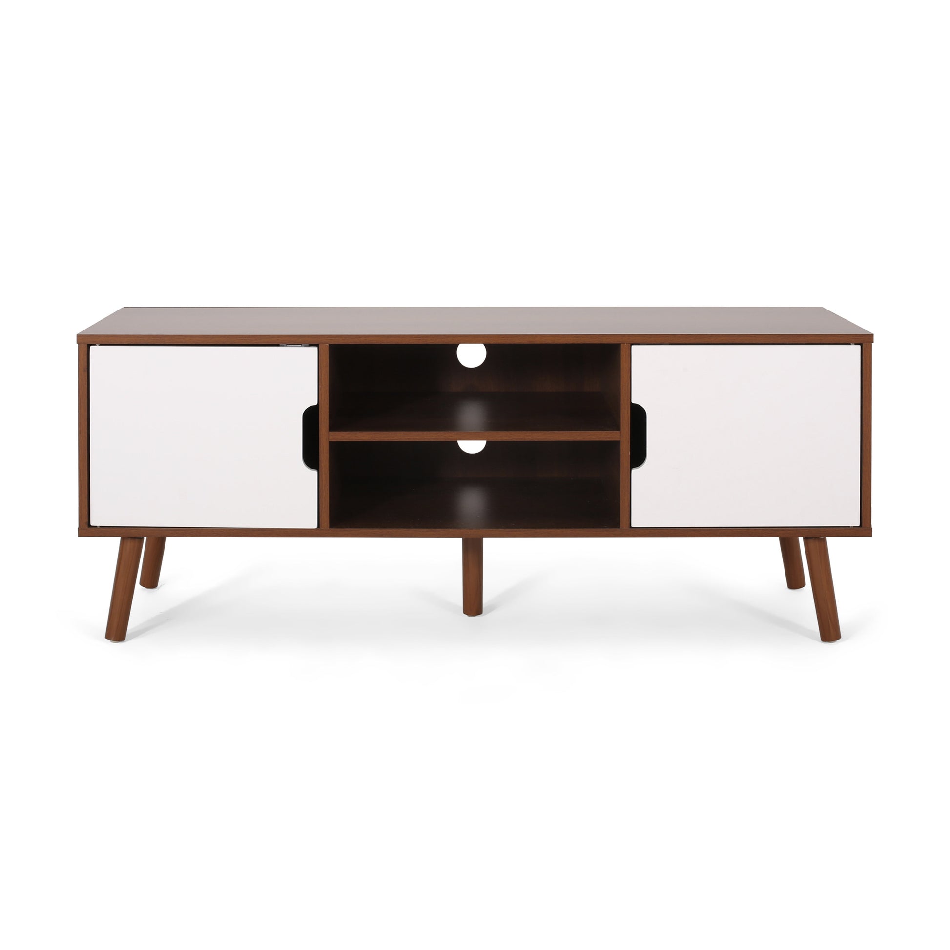 Tv Stand White Walnut 40 49 Inches Wood