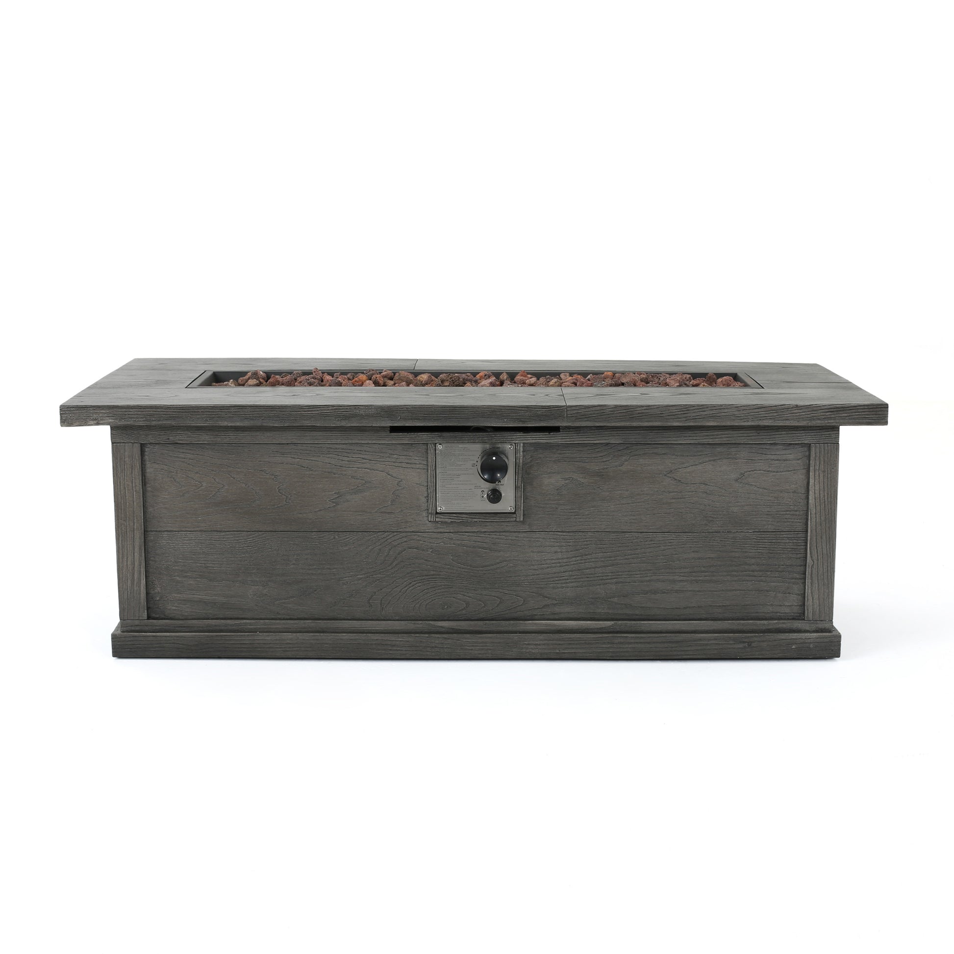 56" Outdoor 50,000 Btu Rectangular Mgo Concrete Propane Fire Pit, Grey Wood Pattern Tank Cover Not Included Gray Magnesium Oxide