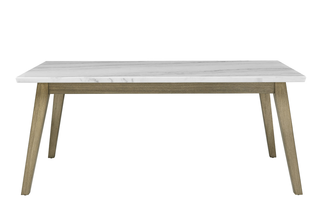 Vida White Marble Top Dining Table Brown White Brown White Wood