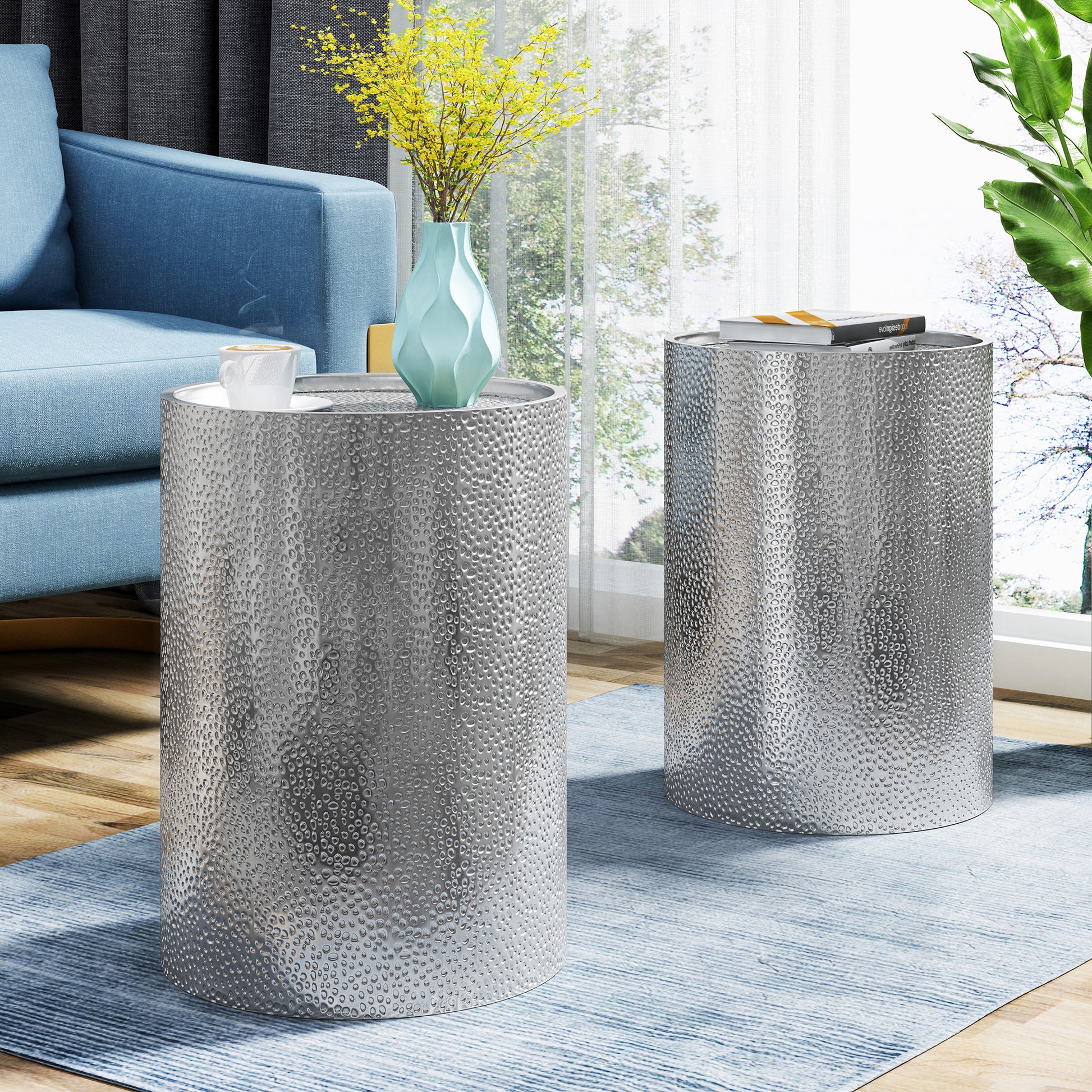 Metal Side Table Silver Iron