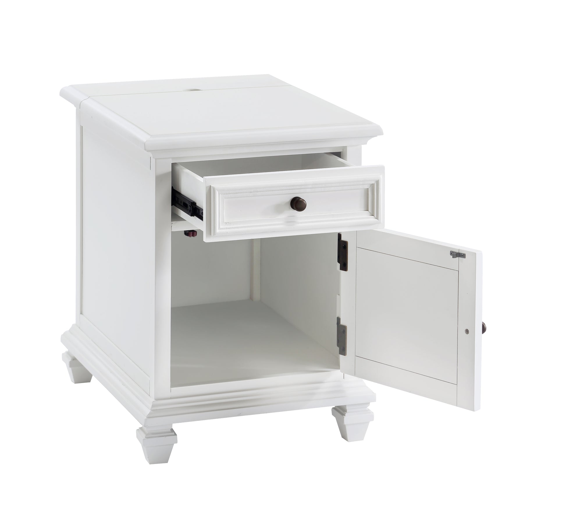 Charlestown Storage End With Usb White White Wood