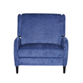 Oversized Textured Fabric Pushback Recliner, Navy Blue And Dark Brown Navy Blue Fabric