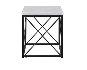 Skyler Square End Table With Marble Top White White Marble