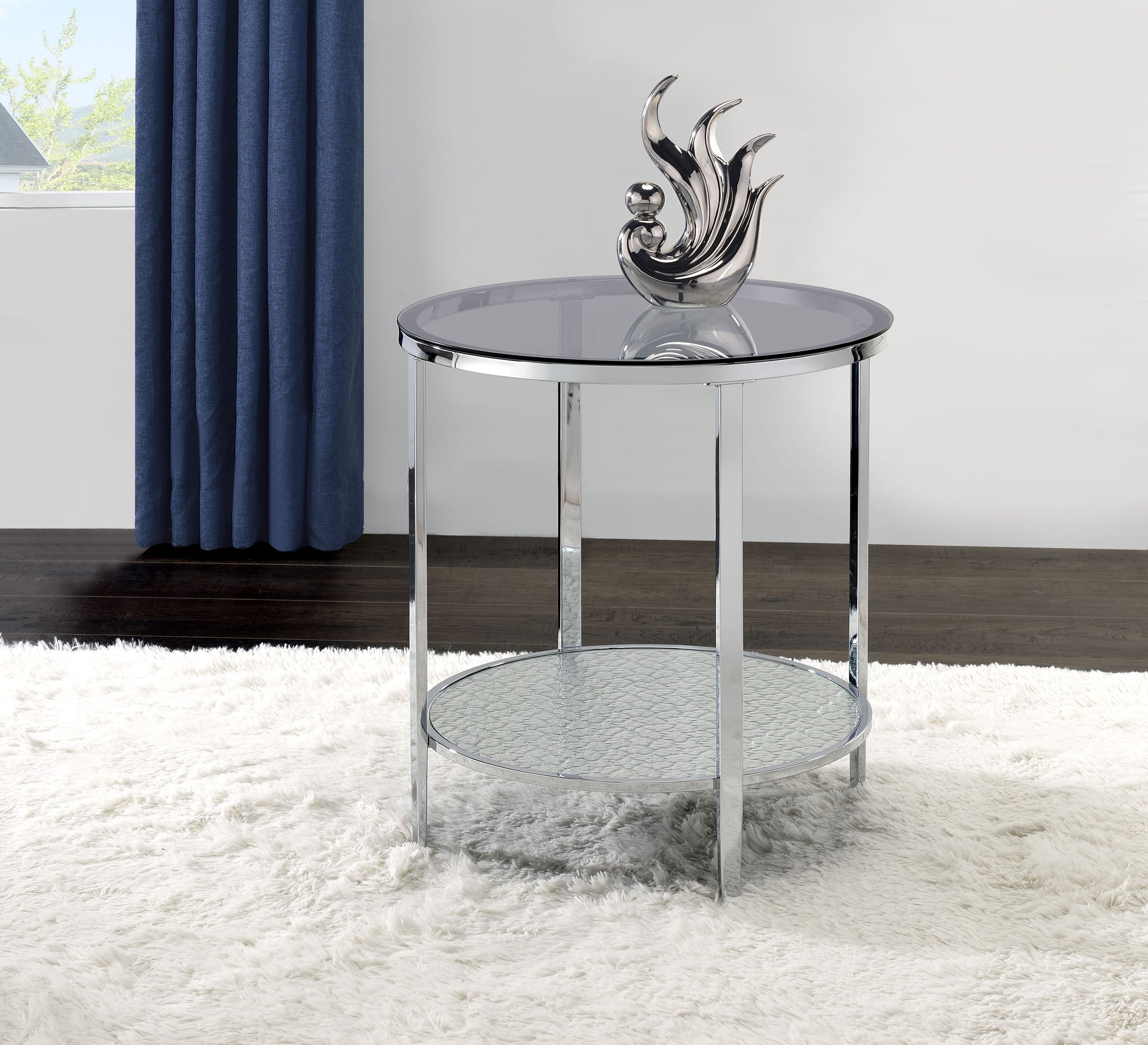 Frostine Side Table Silver Silver Metal
