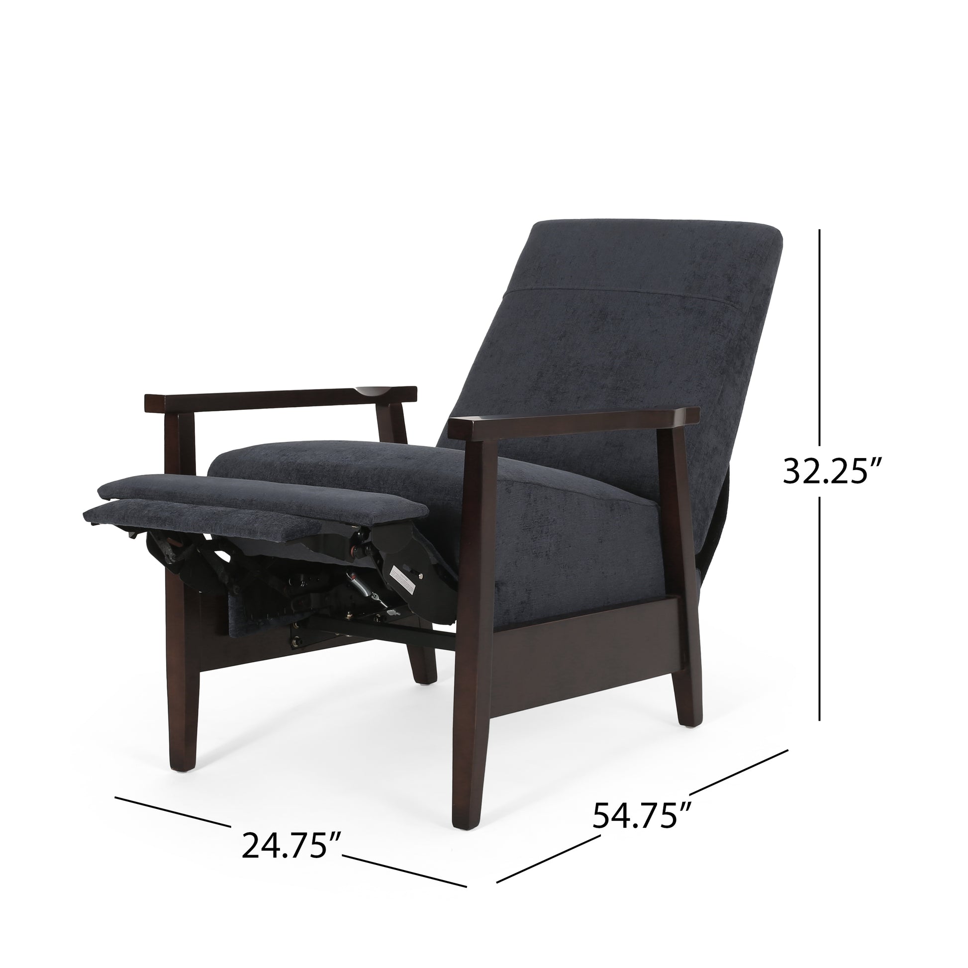 24.75'' Wide Wood Hand Manual Club Recliner Charcoal Fabric