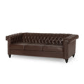 Sofa 3 Seater Dark Brown Pu 3 Seat