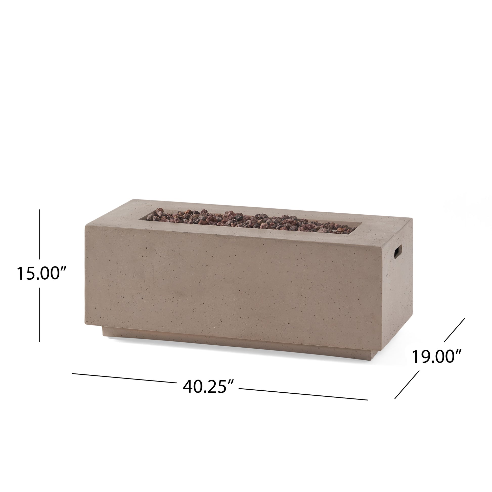 40" Outdoor 40,000 Btu Rectangular Mgo Concrete Propane Fire Pit, Dark Grey Tank Cover Not Included Light Grey Magnesium Oxide