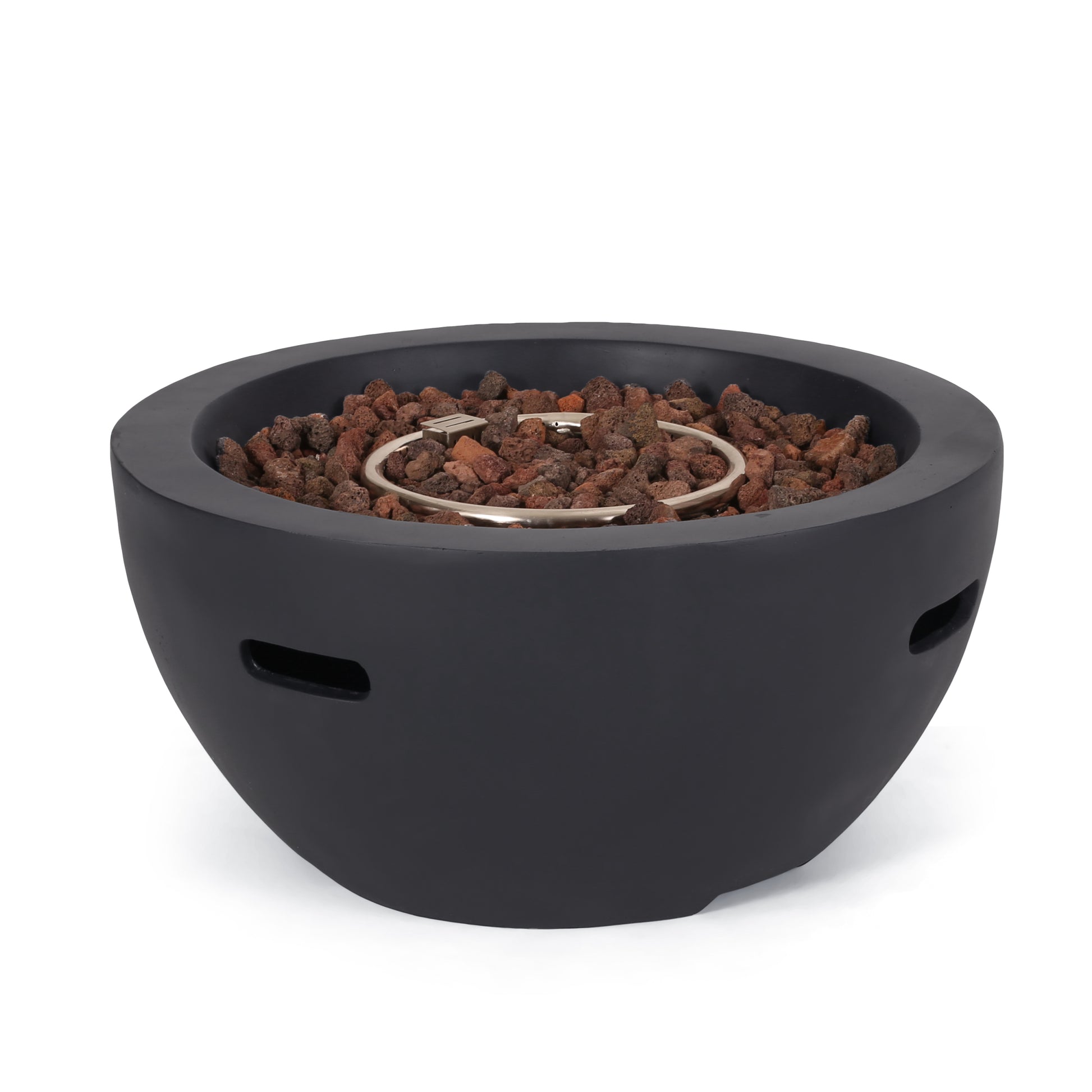 27" Bowl Shaped Mgo 40,000 Btu Propane Fire Pit, Dark Grey Tank Cover Not Included Dark Grey Magnesium Oxide