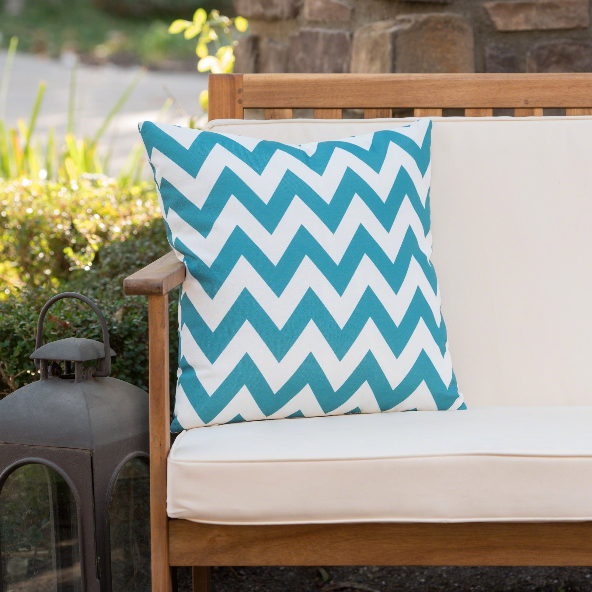 Marisol Chevron Square Pillow Teal Fabric