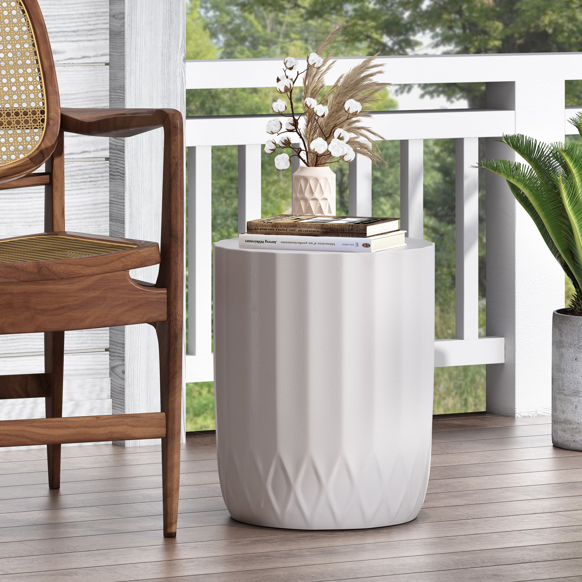 End Table Antique White Magnesium Oxide