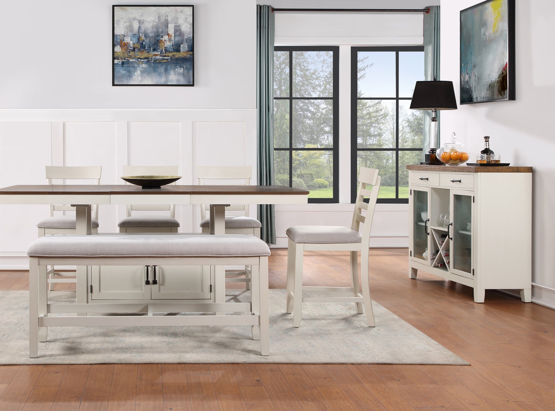 Hyland Counter Chair Set Of 2 Brown White Wood