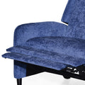 Oversized Textured Fabric Pushback Recliner, Navy Blue And Dark Brown Navy Blue Fabric