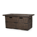Andrew Rectangle Fire Pit 40,000 Btu Tank Inside Brown Magnesium Oxide