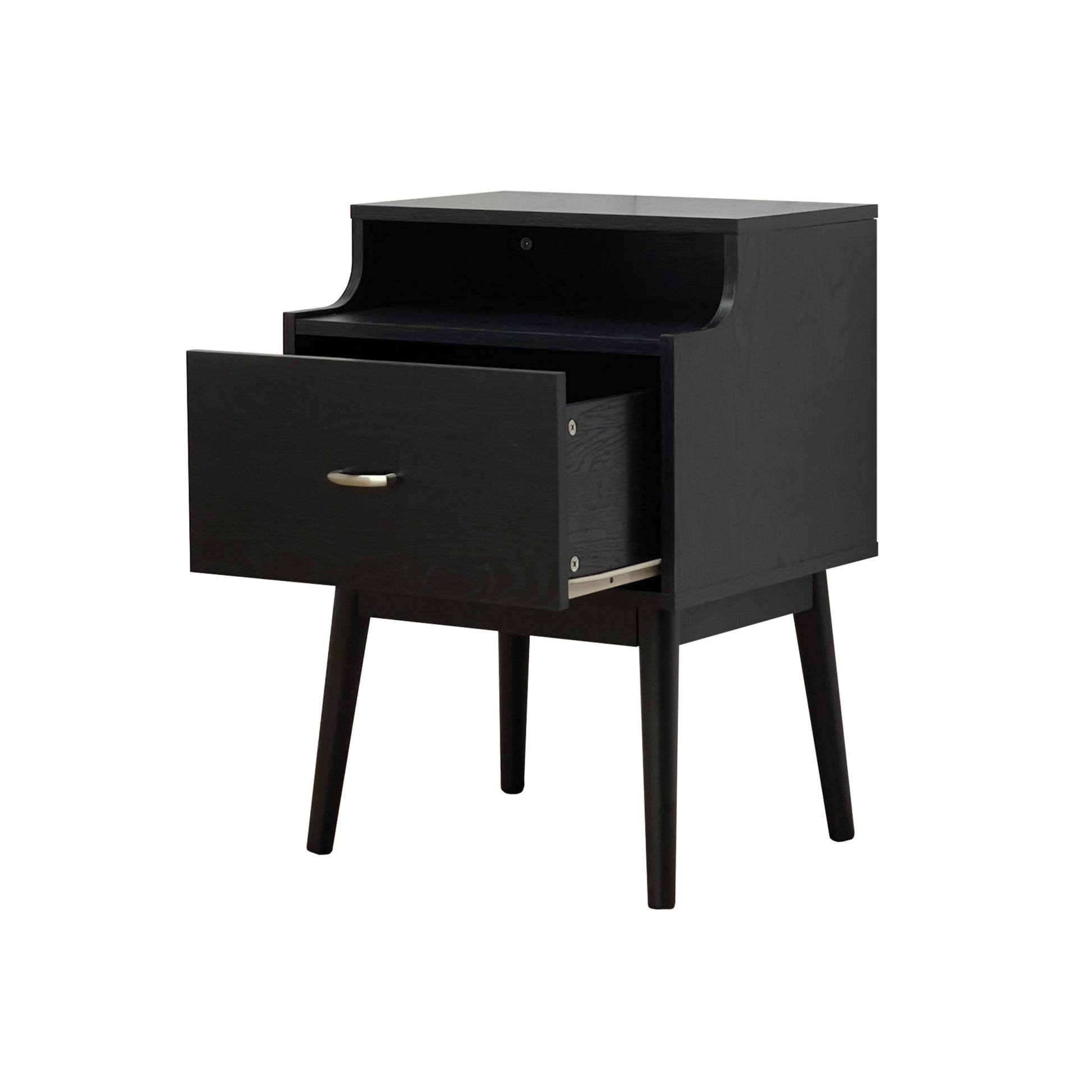 Disa 1 Drawer Nightstand Black Mdf