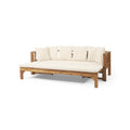 Long Beach Sofa Daybed Full Teak Pe Rattan Iron Waterproof Fabric