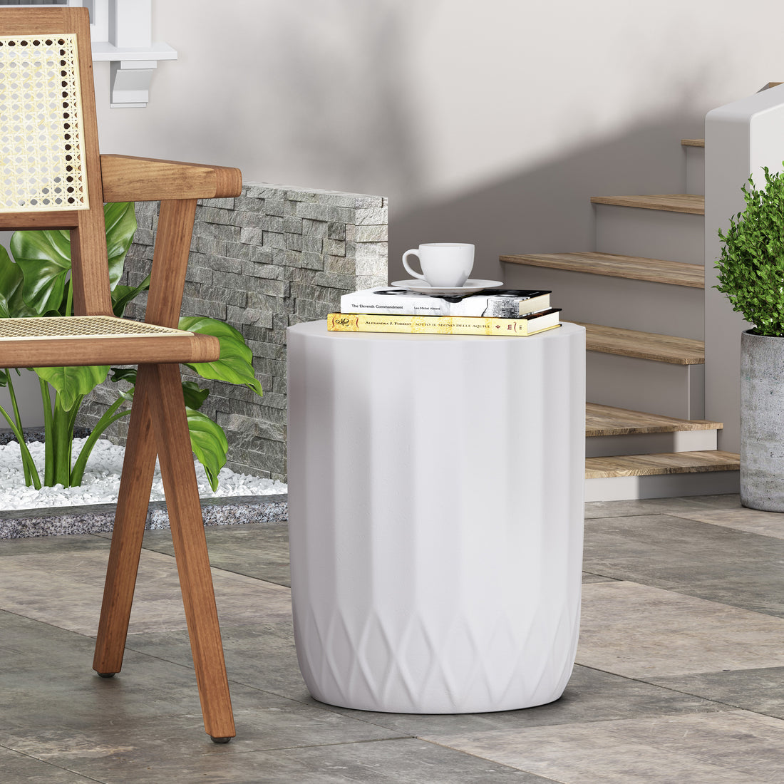 End Table Antique White Magnesium Oxide