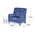 Oversized Textured Fabric Pushback Recliner, Navy Blue And Dark Brown Navy Blue Fabric