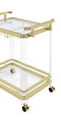 Aerin Server Cart With Casters Gold Gold Iron